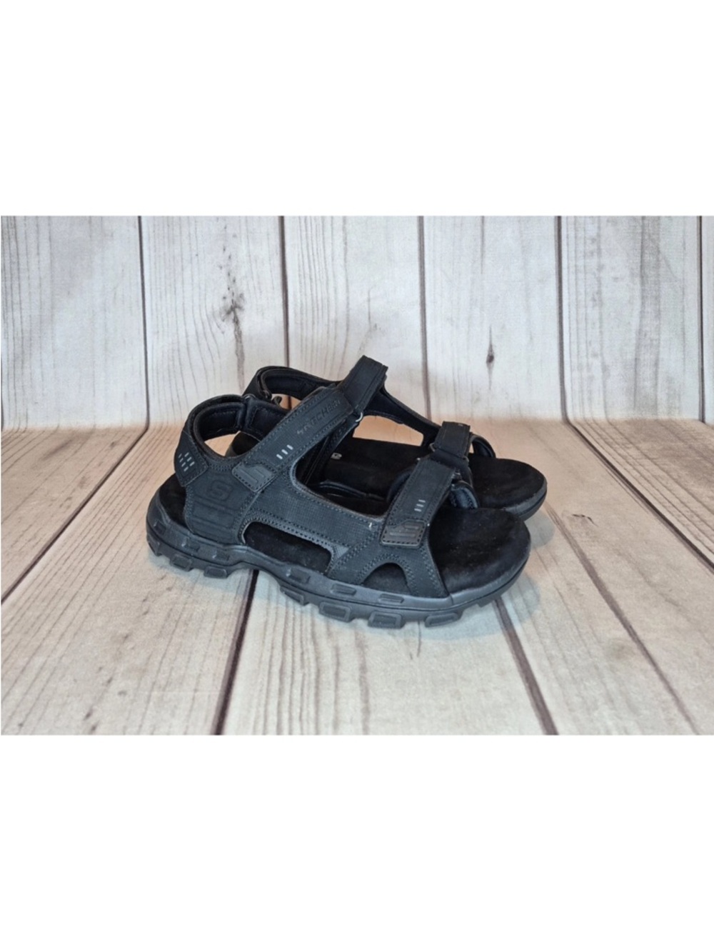 Skechers Men's Size 9 EWW GARVER-LOUDEN Black Comfort Sandals (64487EWW/BLK)